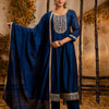 Dhiyona VV Women's Embroidered Silk Blend Anarkali Kurta Pant With Dupatta Set