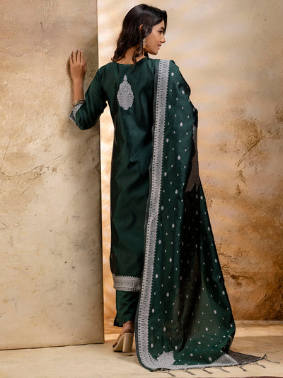 Indyancart VV Women's Embroidered Cotton Blend Kurta Pant Sets with Dupatta
