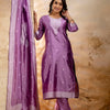 Dhiyona VV Women's Embroidered Cotton Blend Kurta Pant Sets with Dupatta