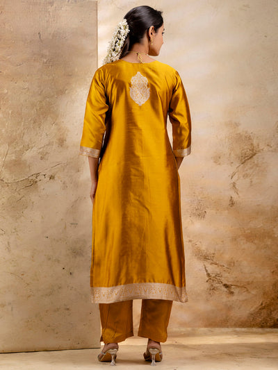 Indyancart VV Women's Embroidered Cotton Blend Kurta Pant Sets with Dupatta