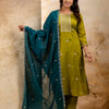 Dhiyona VV Women's Embroidered Silk Blend Kurta Pant Sets With Dupatta