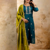 Dhiyona VV Women's Embroidered Silk Blend Kurta Pant Sets With Dupatta