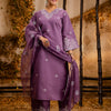Dhiyona VV Women's Embroidered Silk Blend Calf Length Straight Kurta Trouser with Dupatta Set