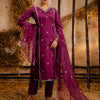 Dhiyona VV Women's Embroidered Silk Blend Calf Length Straight Kurta Trouser with Dupatta Set