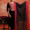 Dhiyona VV Embroidery Straight Black Kurta & Pant with Dupatta Set