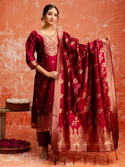 Indyancart VV Gangotri Premium Kurta Set with Bottom and Dupatta Zari Work Comfortable Stylish