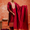 Dhiyona VV Suchitra Women Maroon Yoke Design Silk Blend Straight Suit With Dupatta