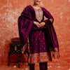 Dhiyona VV Kahani Women Purple Yoke Design Silk Blend Straight Suit With Dupatta