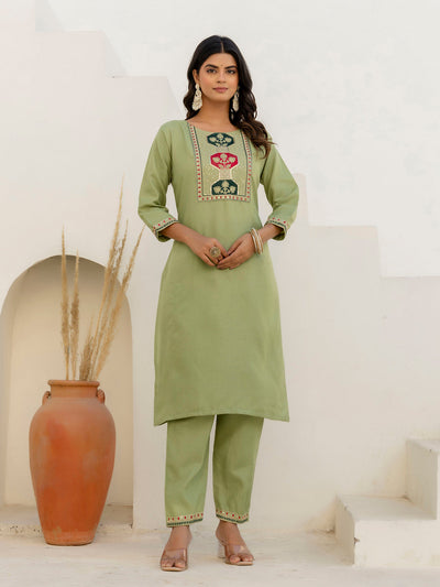 Indyancart VV Hazel Women Kurta and Trousers Pant Sets Cotton Blend