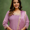 Dhiyona VV Navrangi Lavender Stylish Anarkali Kurta Set Ready to Wear Soft Silk Fabric with Embroidered Dupatta Tailored Fit