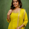 Dhiyona VV Lalita Lemon Stylish Anarkali Kurta Set Ready to Wear Soft Silk Fabric with Embroidered Dupatta Tailored Fit