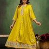 Dhiyona VV Kavisha Lemon Stylish Anarkali Kurta Set Ready to Wear Soft Silk Fabric with Embroidered Dupatta Tailored Fit