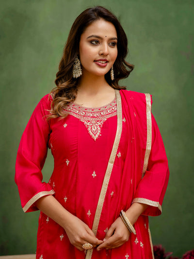 Indyancart VV Tanmayi Elegant Ready to Wear Anarkali Kurta Set in Soft Silk Blend with Embroidered Dupatta and Perfect Fit