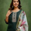 Dhiyona VV Green Women Kurta and Trousers Pant Sets Cotton Blend