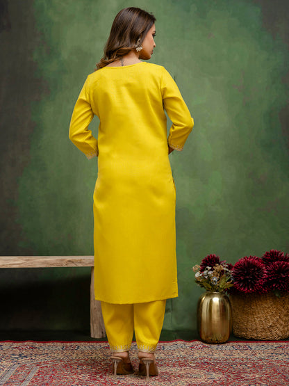 Dhiyona VV Women Kurta and Trousers Pant Sets Cotton Blend