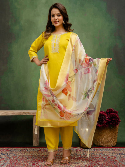 Dhiyona VV Joshika Women Kurta and Trousers Pant Sets Cotton Blend