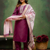 Dhiyona VV Nitya Purple Women Kurta and Trousers Pant Sets Cotton Blend