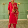 Dhiyona VV Aaravi Beads Embroidered Pink Women Kurta Sets With Dupatta Straight Suits