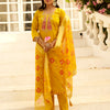 Dhiyona VV Akshara Yellow Silk Blend Kurta Set with Beaded Embroidered Design & Organza Dupatta