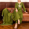 Dhiyona VV Shailaja mehndi Anarkali Kurta and Pant Dupatta Set