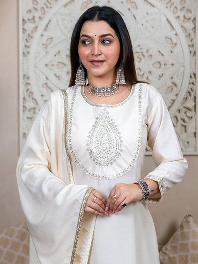 Indyancart VV Sharvani Anarkali Kurta and Pant Dupatta Set