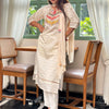 Dhiyona VV Off White Embroidered Chanderi Silk Kurta Set with Embroidered Dupatta