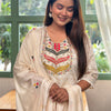 Dhiyona VV Sangini Off White Embroidered Chanderi Silk Kurta Set with Embroidered Dupatta