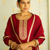 Dhiyona VV Tanu Maroon Silk Blend Embroidered Anarkali Set