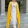 Dhiyona VV Aabha White Women Kurta and Pant Dupatta Sets Chanderi Silk Fabrics with Embroidery
