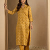 Dhiyona VV Cotton Silk Woven Straight Kurta Pant Set | Mandarin Collar Calf Length Festive & Casual Ethnic Kurta Sets for Women