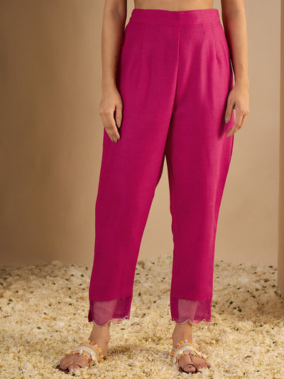 Indyancart VV Rani pink Women Cotton Blend Kurta Pant Set