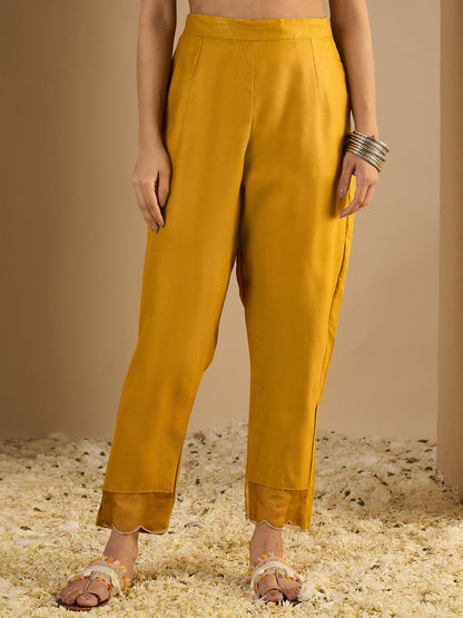 Dhiyona VV Yellow Women Cotton Blend Kurta Pant Set