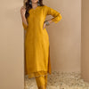 Dhiyona VV Yellow Women Cotton Blend Kurta Pant Set