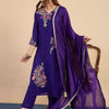 Dhiyona VV Purple Embroidered Kurta Pant Set