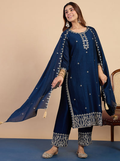 Indyancart VV Teal Women's Designer Kurta Pant Set Premium Pattern Collection