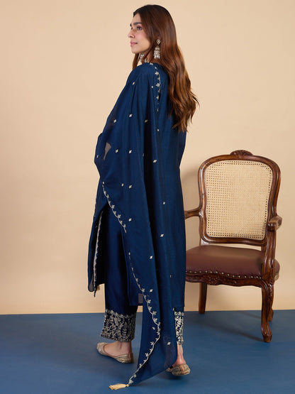 Dhiyona VV Teal Women's Designer Kurta Pant Set Premium Pattern Collection
