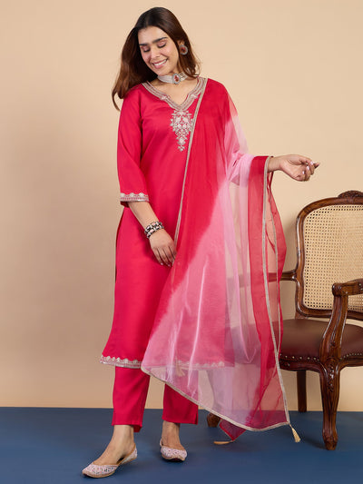 Indyancart VV Pink Women's Designer Kurta Pant Set Premium Pattern Collection