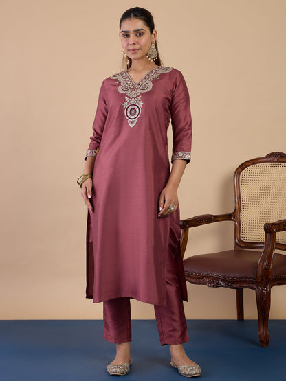 Dhiyona VV Coffee Women's Designer Kurta Pant Set Premium Pattern Collection