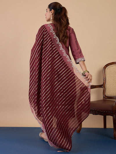 Indyancart VV Coffee Women's Designer Kurta Pant Set Premium Pattern Collection