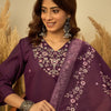 Dhiyona VV Purple Womens Traditional Kurta Pant Set with Dupatta