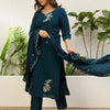 Dhiyona VV N Blue Womens Traditional Kurta Pant Set with Dupatta