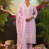 Indyancart IE Women Ethnic Motifs Embroidered Cotton Kurta with Trousers & Dupatta