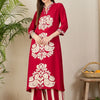 Indyancart IE Ethnic Motifs Printed V-Neck Straight Kurta With Palazzos
