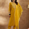 Dhiyona IE Women Floral Embroidered Regular Thread Work Kurta with Trousers & With Dupatta