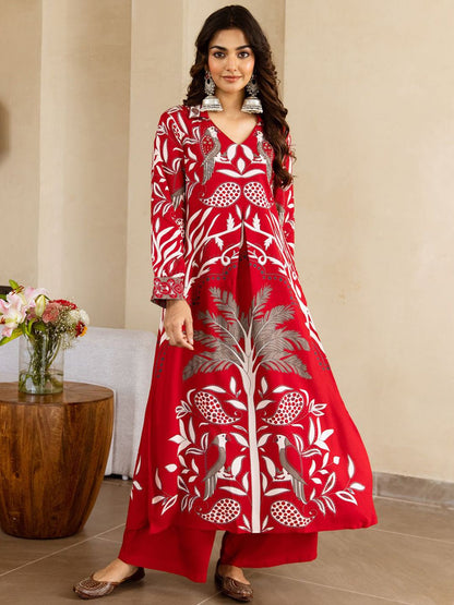 Dhiyona IE Printed V Neck Top With Trousers
