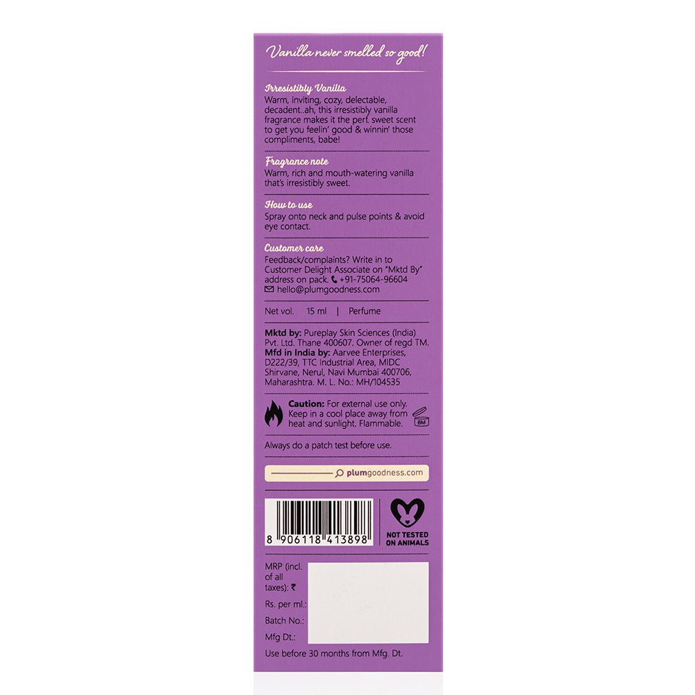 Vanilla Vibes Eau De Parfum (Perfume) by Plum BodyLovin' |15 ml