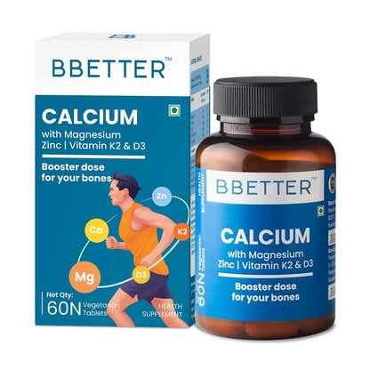BBETTER Calcium Magnesium Zinc Tablets with Vitamin D3 & K2