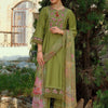 Dhiyona IE Floral Embroidered Round Neck Thread Work Kurta With Trousers & Dupatta