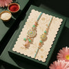 Dhiyona Set Of 2 Round Artificial Beads Traditional Bhaiya Bhabhi Rakhi With Roli Chawal