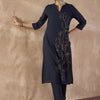 Dhiyona IE Floral Embroidered Mandarin Collar Thread Work Kurta With Trouser